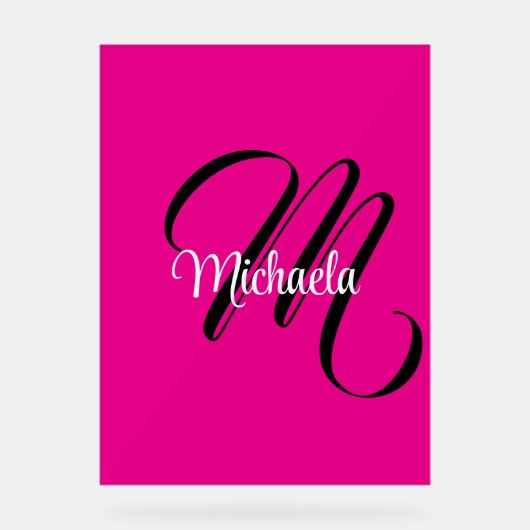 Minimalistische moderne monogram initiaal naam hot acryl bord (Voorkant)