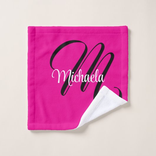 Minimalistische moderne monogram initiaal naam hot bad handdoek (Wasdoekje)