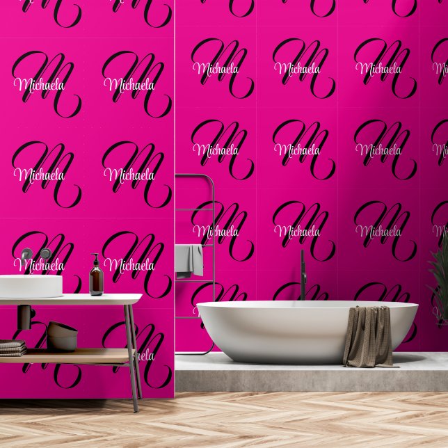 Minimalistische moderne monogram initiaal naam hot behang (Badkamer)