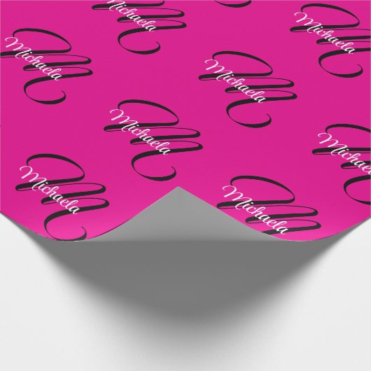 Minimalistische moderne monogram initiaal naam hot cadeaupapier (Hoek)