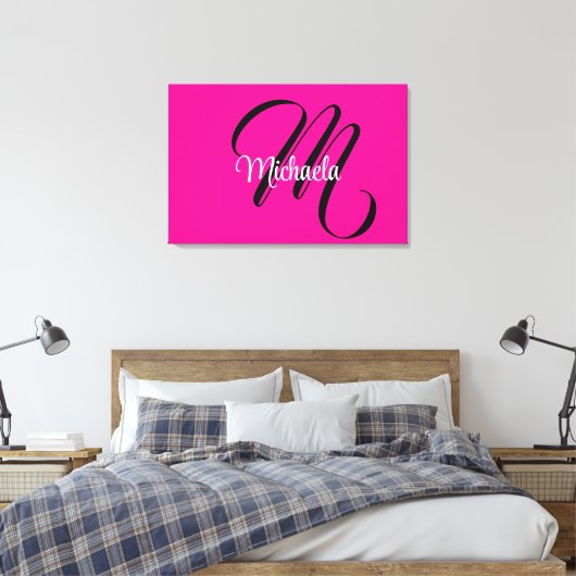 Minimalistische moderne monogram initiaal naam hot canvas afdruk (Insitu (Slaapkamer))