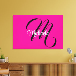 Minimalistische moderne monogram initiaal naam hot canvas afdruk