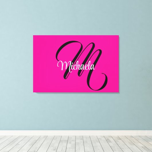 Minimalistische moderne monogram initiaal naam hot canvas afdruk (Insitu (Houten vloer))