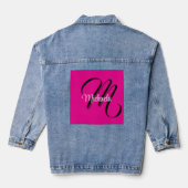 Minimalistische moderne monogram initiaal naam hot denim jacket (Achterkant)
