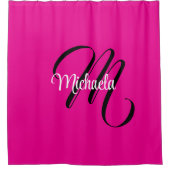 Minimalistische moderne monogram initiaal naam hot douchegordijn (Voorkant)