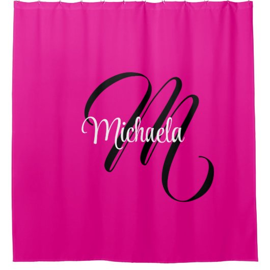 Minimalistische moderne monogram initiaal naam hot douchegordijn (Voorkant)