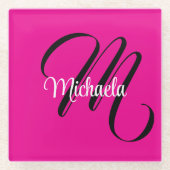 Minimalistische moderne monogram initiaal naam hot glazen onderzetter (Voorkant)