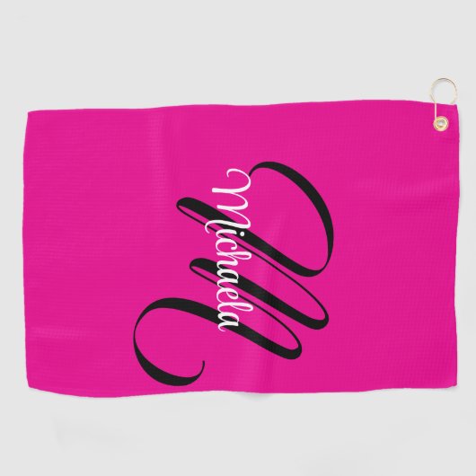 Minimalistische moderne monogram initiaal naam hot golfhanddoek (Horizontaal)