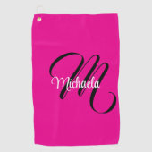 Minimalistische moderne monogram initiaal naam hot golfhanddoek (Voorkant)