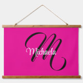 Minimalistische moderne monogram initiaal naam hot hangend wandkleed (Voorkant)