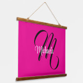 Minimalistische moderne monogram initiaal naam hot hangend wandkleed (Gebogen)