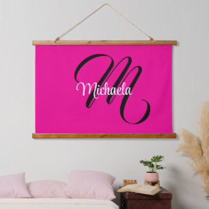 Minimalistische moderne monogram initiaal naam hot hangend wandkleed