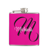 Minimalistische moderne monogram initiaal naam hot heupfles (Voorkant)