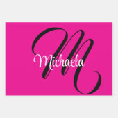 Minimalistische moderne monogram initiaal naam hot inpakpapier vel (Voorkant 3)