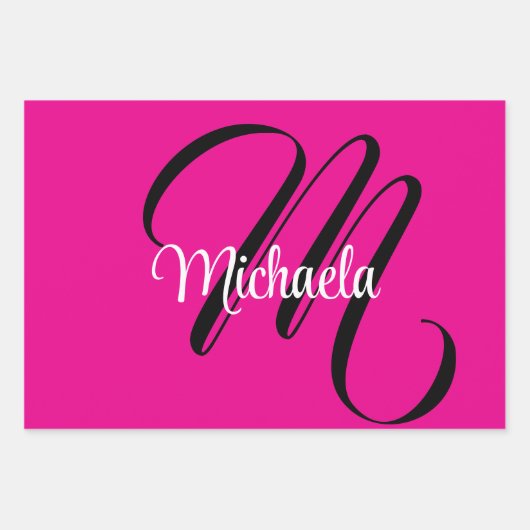 Minimalistische moderne monogram initiaal naam hot inpakpapier vel (Voorkant 2)