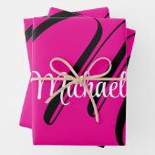 Minimalistische moderne monogram initiaal naam hot inpakpapier vel (In situ)