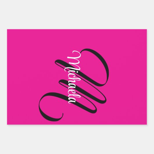 Minimalistische moderne monogram initiaal naam hot inpakpapier vel (Voorkant 3)