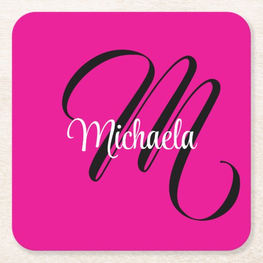 Minimalistische moderne monogram initiaal naam hot kartonnen onderzetters (Voorkant)