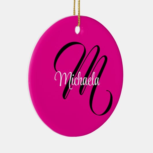 Minimalistische moderne monogram initiaal naam hot keramisch ornament (Rechts)