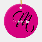 Minimalistische moderne monogram initiaal naam hot keramisch ornament (Voorkant)