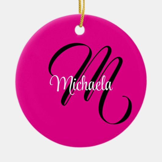 Minimalistische moderne monogram initiaal naam hot keramisch ornament (Voorkant)