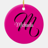 Minimalistische moderne monogram initiaal naam hot keramisch ornament (Achterkant)