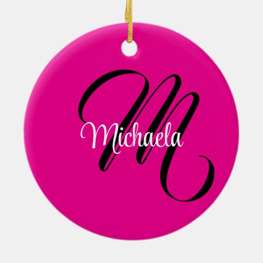 Minimalistische moderne monogram initiaal naam hot keramisch ornament (Achterkant)