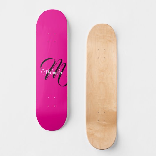 Minimalistische moderne monogram initiaal naam hot persoonlijk skateboard (Voorkant)