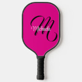 Minimalistische moderne monogram initiaal naam hot pickleball paddle (Achterkant)