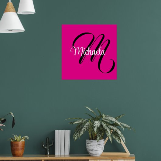 Minimalistische moderne monogram initiaal naam hot poster (Woonkamer 1)