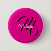 Minimalistische moderne monogram initiaal naam hot ronde button 5,7 cm (Voorkant)