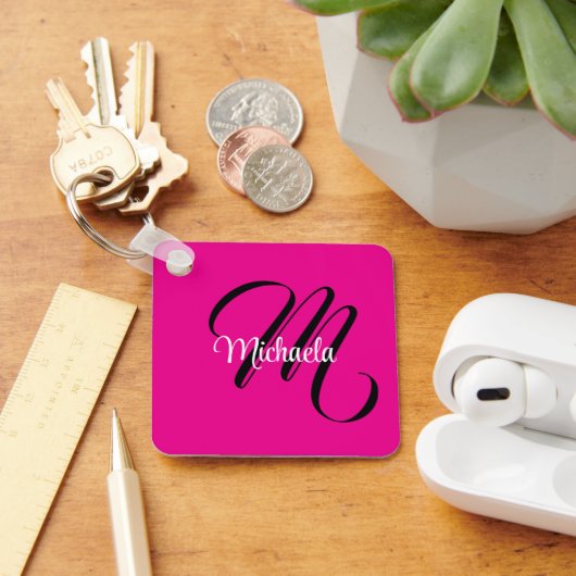 Minimalistische moderne monogram initiaal naam hot sleutelhanger (Bureau)
