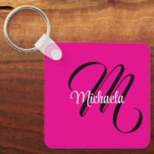 Minimalistische moderne monogram initiaal naam hot sleutelhanger (Voorkant)