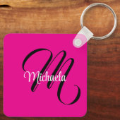 Minimalistische moderne monogram initiaal naam hot sleutelhanger (Achterkant)