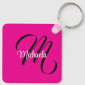 Minimalistische moderne monogram initiaal naam hot sleutelhanger (Achterkant)