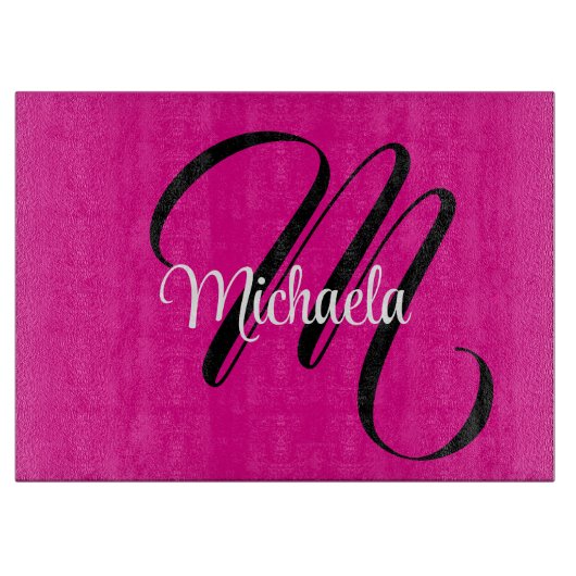 Minimalistische moderne monogram initiaal naam hot snijplank (Voorkant)