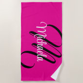 Minimalistische moderne monogram initiaal naam hot strandlaken (Voorkant)