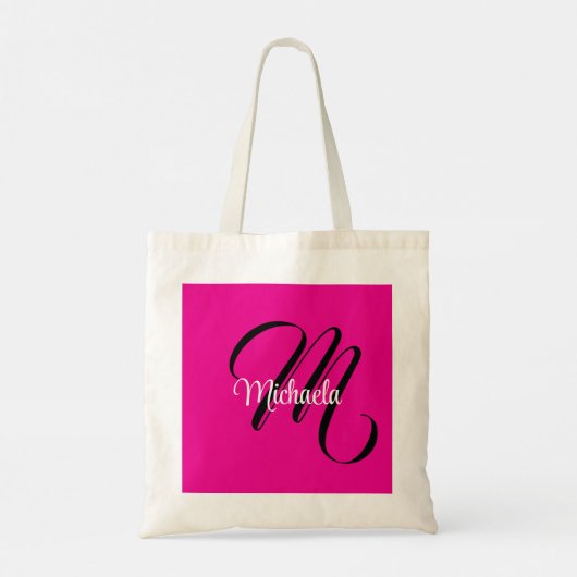 Minimalistische moderne monogram initiaal naam hot tote bag (Achterkant)
