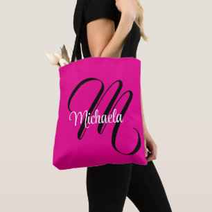 Minimalistische moderne monogram initiaal naam hot tote bag