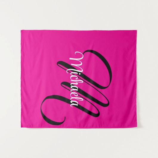 Minimalistische moderne monogram initiaal naam hot wandkleed (Voorkant (horizontaal))