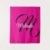 Minimalistische moderne monogram initiaal naam hot wandkleed (Voorkant)