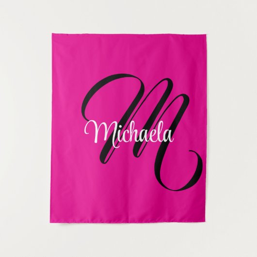 Minimalistische moderne monogram initiaal naam hot wandkleed (Voorkant)