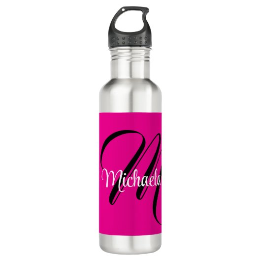 Minimalistische moderne monogram initiaal naam hot waterfles  (Voorkant)