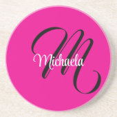 Minimalistische moderne monogram initiaal naam hot zandsteen onderzetter (Voorkant)