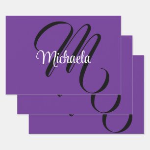 Minimalistische moderne monogram initiaal naam paa inpakpapier vel