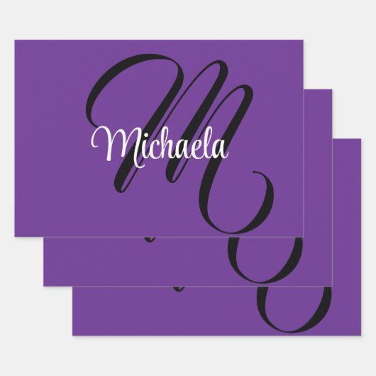 Minimalistische moderne monogram initiaal naam paa inpakpapier vel (Set)