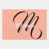 Minimalistische moderne monogram initiaal naam per inpakpapier vel (Voorkant 3)