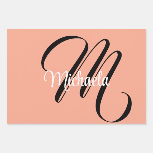 Minimalistische moderne monogram initiaal naam per inpakpapier vel (Voorkant 2)