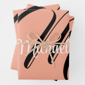 Minimalistische moderne monogram initiaal naam per inpakpapier vel (In situ)