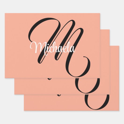 Minimalistische moderne monogram initiaal naam per inpakpapier vel (Set)